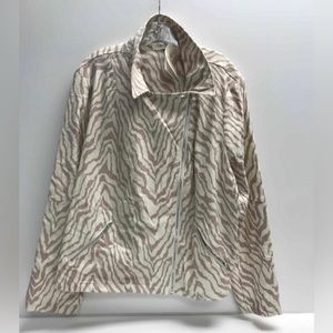 NWT Zebra Print Asymmetrical Zipper Jacket size 22/24